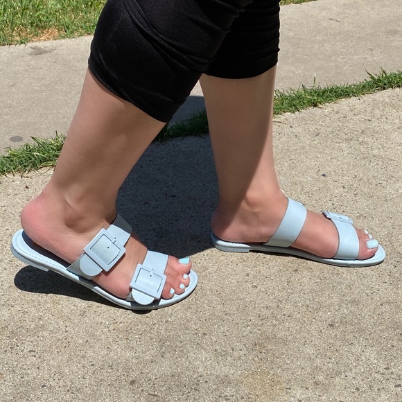 Light Blue Vegan Leather Sandals - Picture 3 of 5